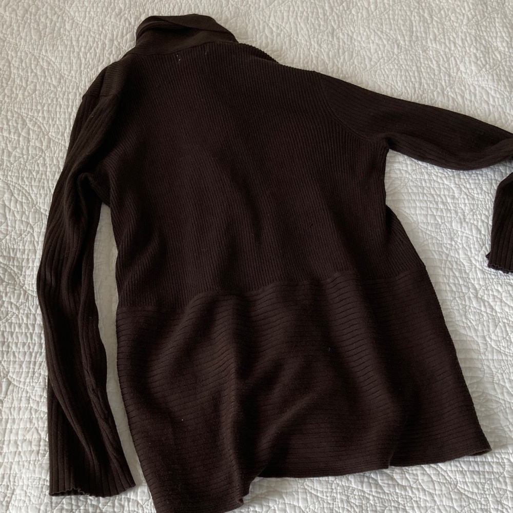 JM Collection Dark Chocolate Open-Front Ribbed Cardigan - Picture 7 of 11